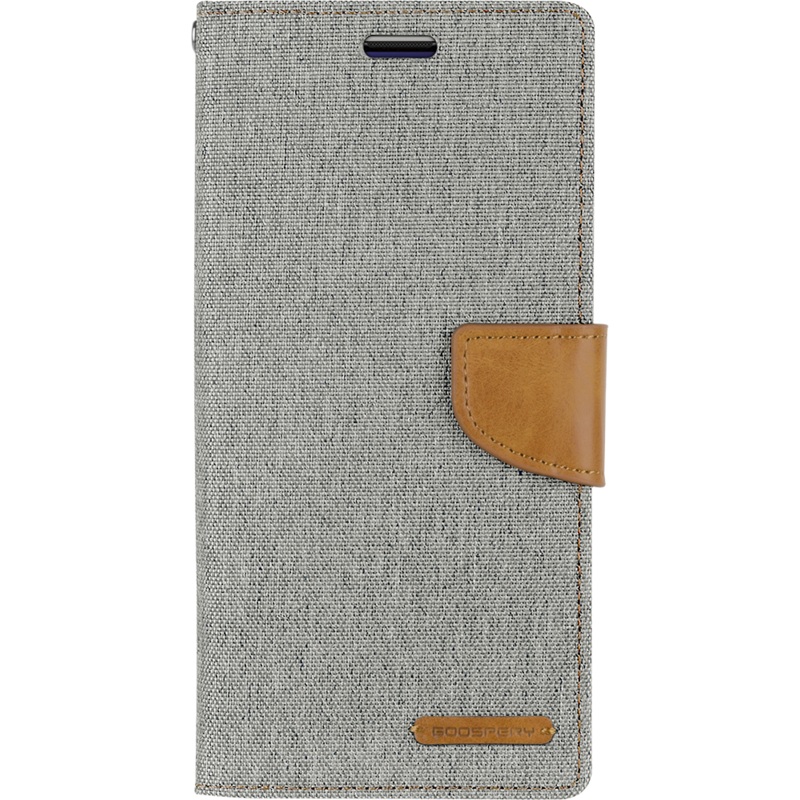 Goospery Canvas Diary For Galaxy S10 Plus in Black, Blue, Green, Grey, Navy, Pink, Red – Grey Phonnic