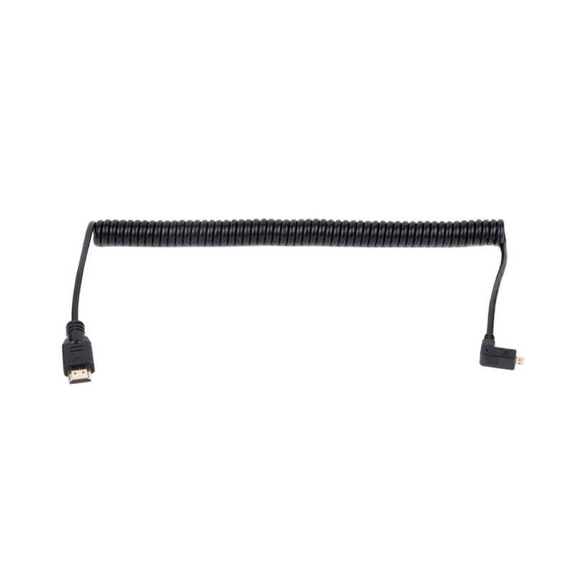 WC Coiled Right Angle Micro HDMI to Full HDMI (20″)