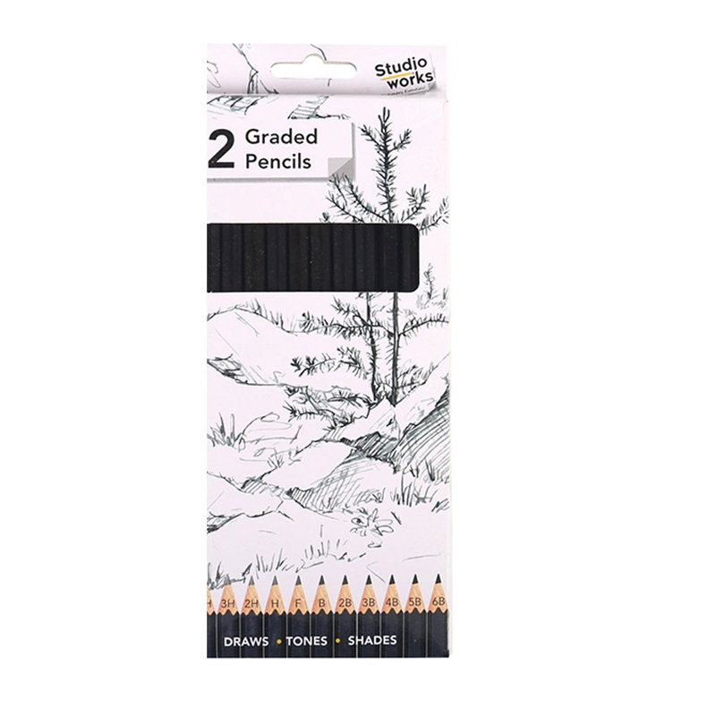 12pc Studio Works Graded Lead Pencils Assorted Grades Soft & Hard KG Super Store