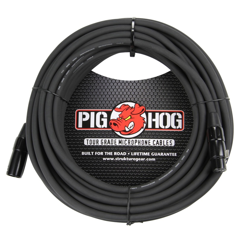 Pig Hog 8mm XLR Microphone Cable Male to Female 50 Ft Fully Balanced Premium Mic Cable