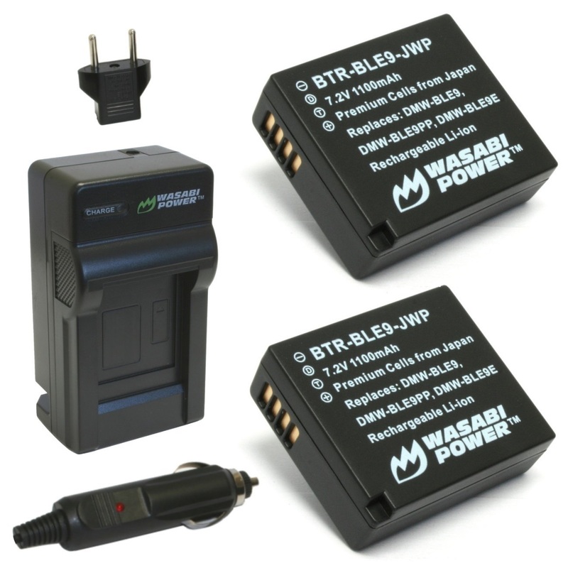Wasabi Power Battery (2-Pack) and Charger for Panasonic DMW-BLE9