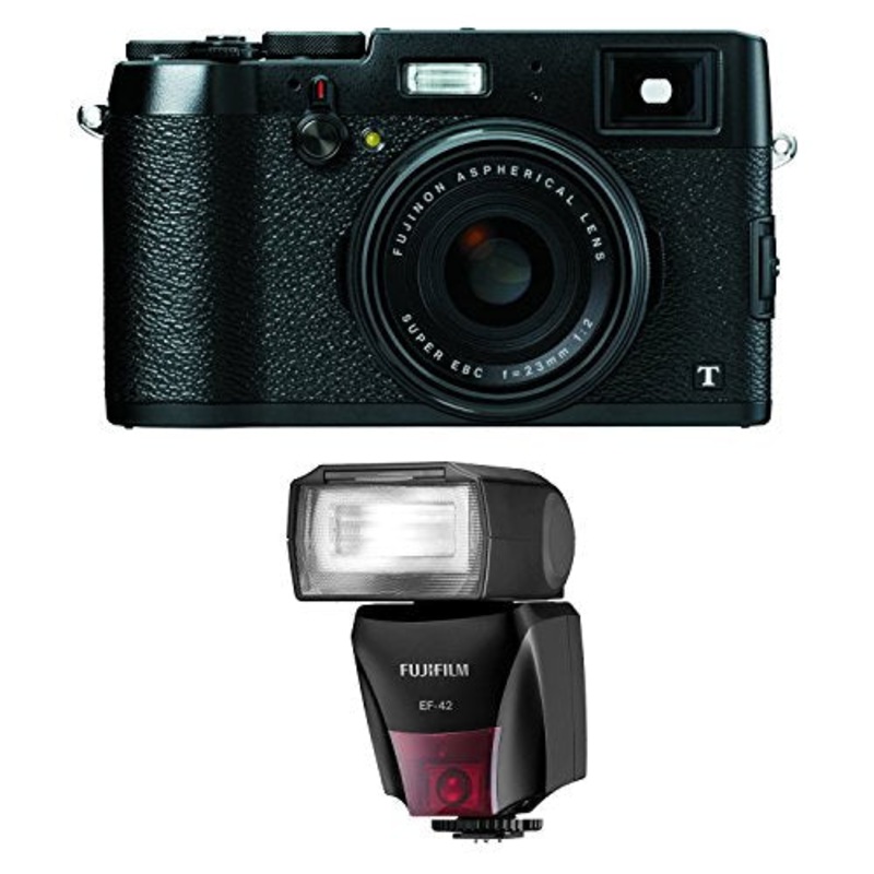 Fujiilm X100T Digital Camera (Black) with EF-42 Shoe Mount Camera Flash