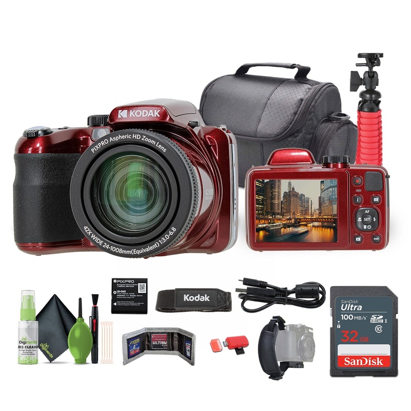 KODAK PIXPRO AZ425 20MP Digital Vlogging Camera +32GB Memory Card + More (RED)