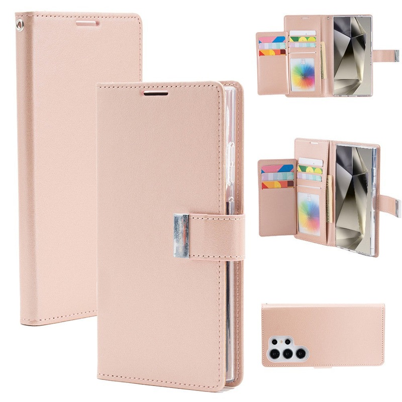 Goospery Rich Diary for Galaxy S24 Ultra – Rose Gold Phonnic