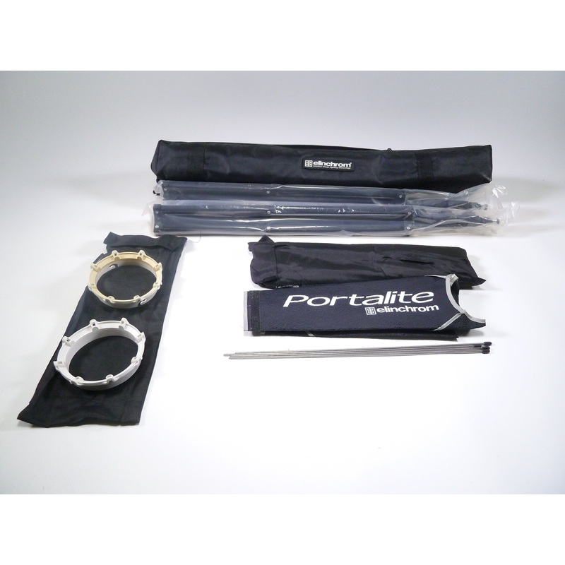 Elinchrom Kit: (2) 26×26 Softboxes, (2) 8ft Stands w/ case – Free Speedrings
