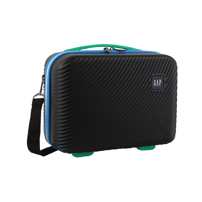 GAP Stripe Hard-Shell Mini Travel Crossbody Bag w/ Zip Pocket 27cm Black Orquestra