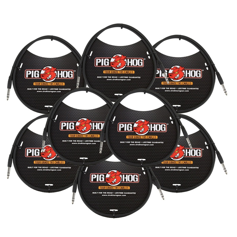 Pig Hog 3ft 1/4″ TRS – 1/4″ TRS Cable – 8 Units