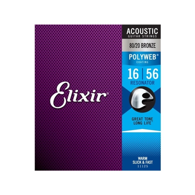 Elixir #11125 Acoustic Polyweb Guitar String 80/20 Bronze 16-56 Resonator KG Super Store