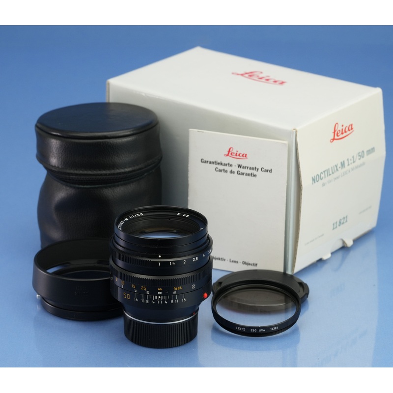 LEICA LEITZ 50MM NOCTILUX-M F1 11821 3rd V LATE# E60 LENS +12539 SHADE +BOX MINT