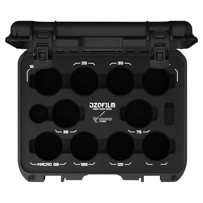 DZOFilm Hard Shell Case for Vespid Prime 10-Lens Kit with Custom Laser-Cut Foam Inserts (Black)