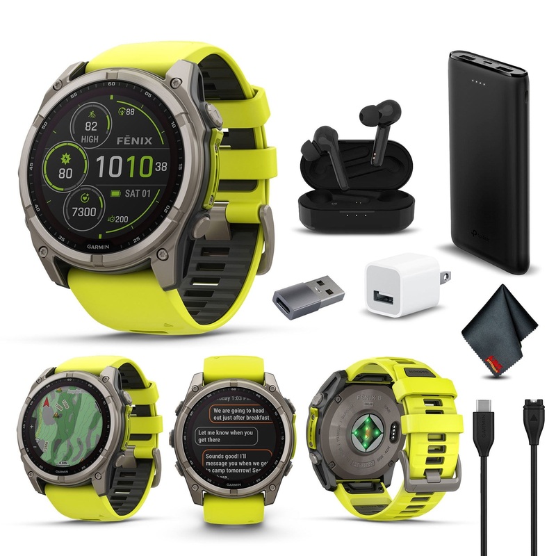 fenix 8  51 mm, Solar, Sapphire, Titanium with Amp Yellow/Graphite Silicone