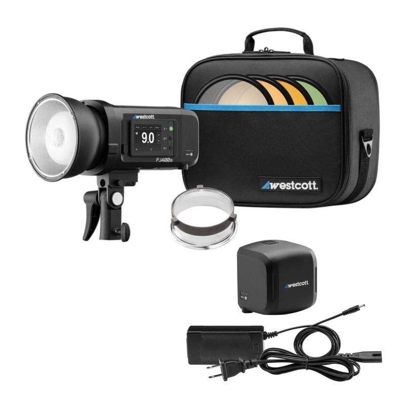 Westcott FJ400 II 400Ws Touchscreen Strobe with FJ ProMax AC and DC Battery and Adapter Bundle