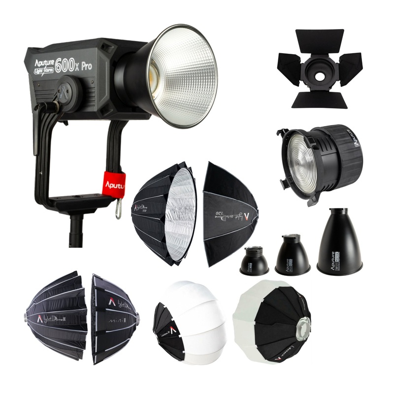 Aputure LS 600X Pro (V-Mount), Light Dome 150, F10 Fresnel, and Softboxes Bundle