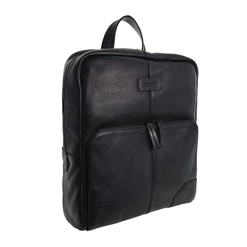 Pierre Cardin Men’s Italian Leather Sleek Laptop Backpack Bag 33x40cm Black Orquestra