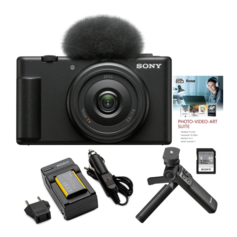 Sony ZV-1F Vlog Camera for Content Creators and Vloggers (Black) with Vlogger Accessory Kit Bundle