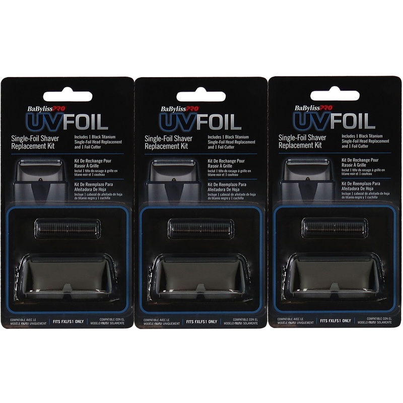 3x BaByliss Pro UVFOIL Single-Foil Shaver Replacement Kit #FXLRF1