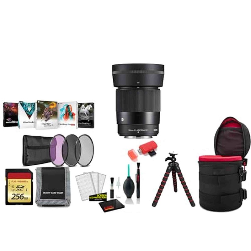 Sigma 30mm f/1.4 DC DN Contemporary Lens (FUJIFILM X) with Tripod and More