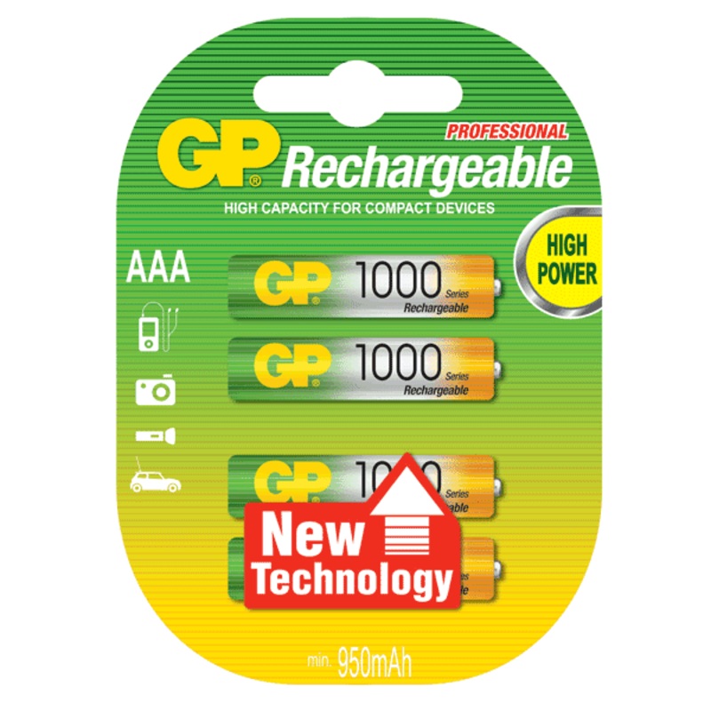 GP NiMh Rechargeable AAA 1000mah (4 Pack)