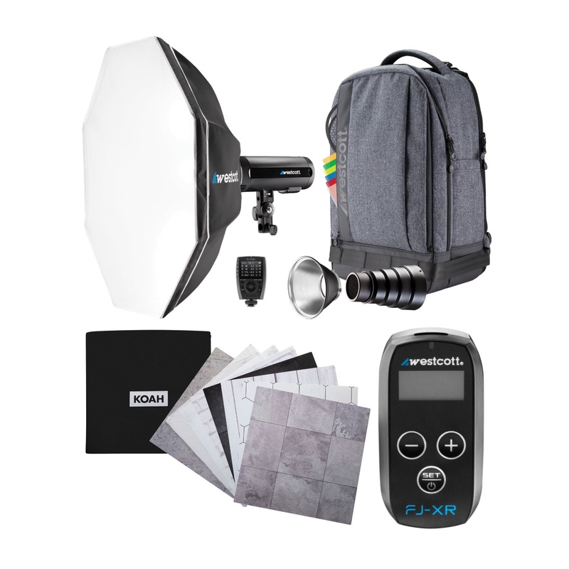 Westcott FJ200 Strobe 1-Light Backpack Kit with FJ-X3 S Wireless Trigger with Backdrop Boards Bundle