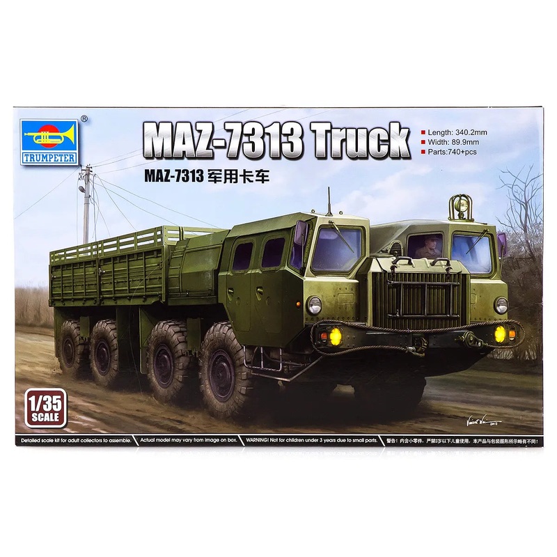 Trumpeter 1/35 MAZ-7313 Truck Scaled Plastic Model Kit Hobbies Direct