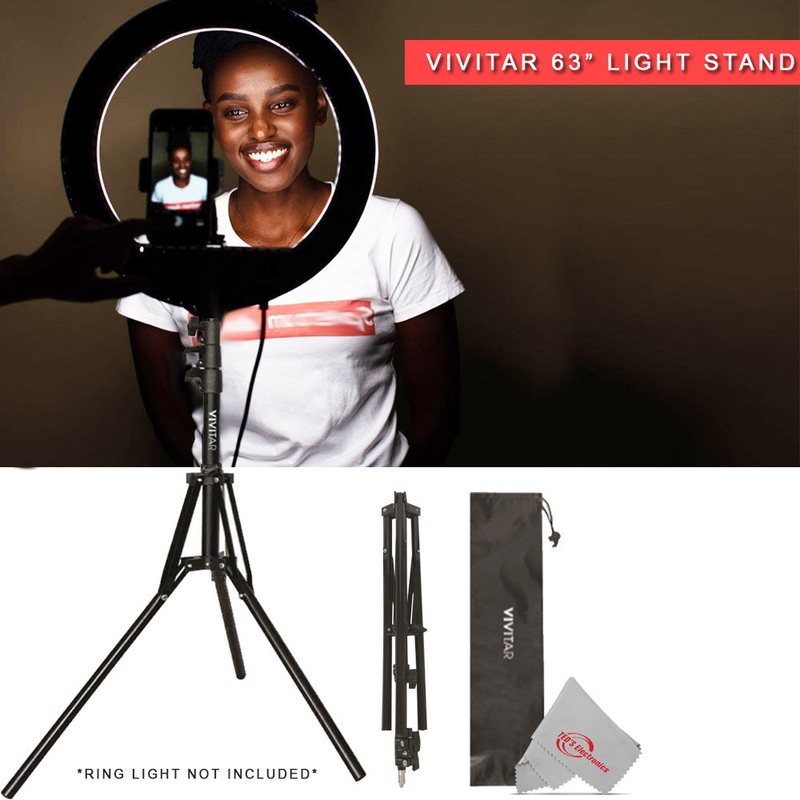 Vivitar Tabletop 63″ Adjustable Height Multipurpose Light Stand Solid Locking System with Carrying Case
