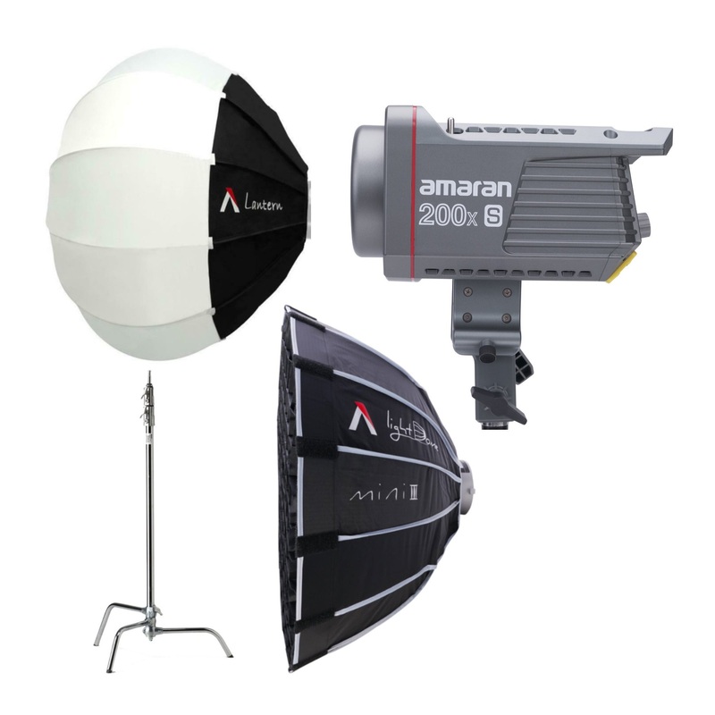 amaran COB 200x S Bi-Color LED Monolight with C-Stand, Softbox and Light Light Dome Mini III