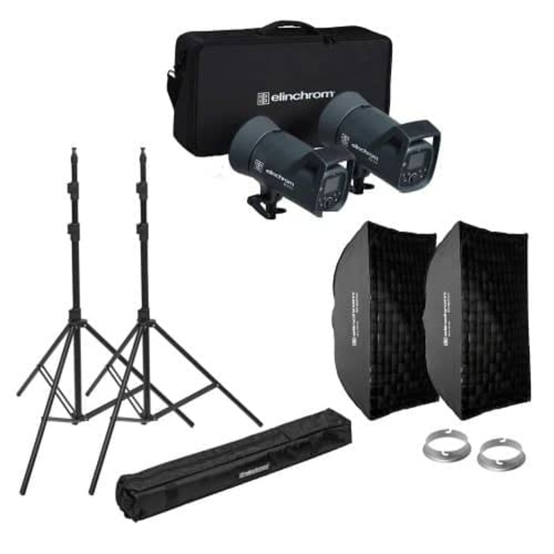 Elinchrom ELC 500/500 Softbox To Go Kit + Stands