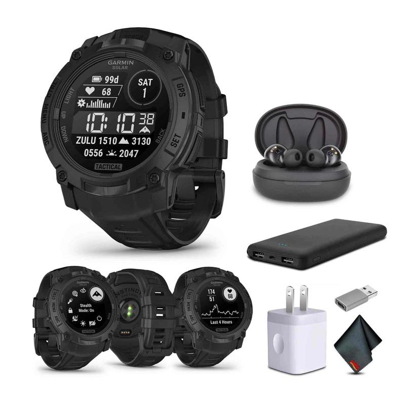 Garmin Instinct 3, 50mm, Solar, Tactical Edition, Air Pro TWS Wireless EarBuds, Bundle
