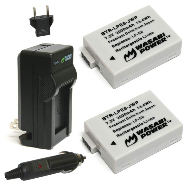 Wasabi Power Battery (2-Pack) and Charger for Canon LP-E8 and Canon EOS 550D, EOS 600D, EOS 700D, EOS Rebel T2i, EOS Rebel T3i, EOS Rebel T4i, EOS Rebel T5i