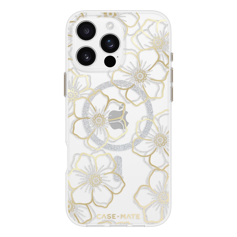 CASE MATE Floral Gems MagSafe Case for iPhone 16 Pro Max (Gold) Force Technology