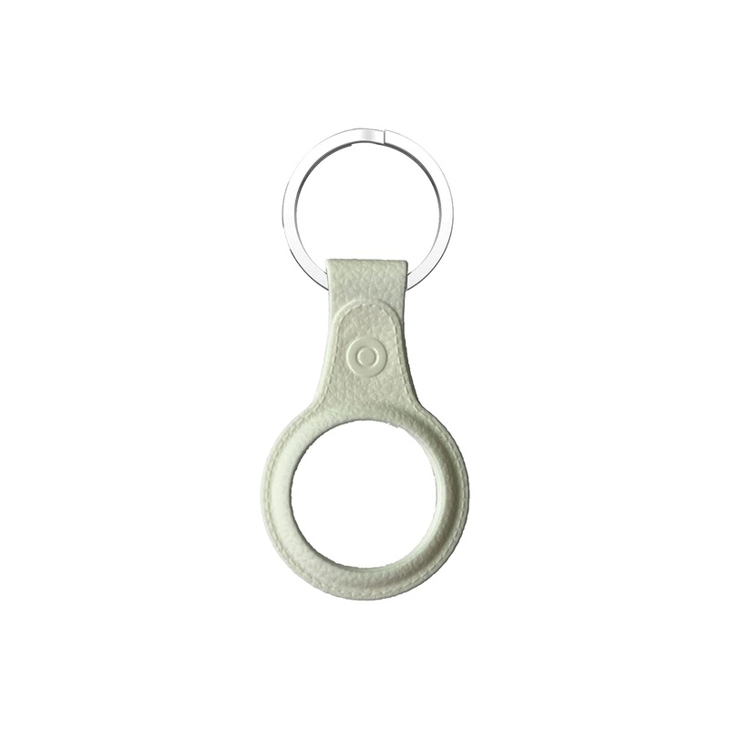 AirTag TPU Case(leather finish) with keychain White