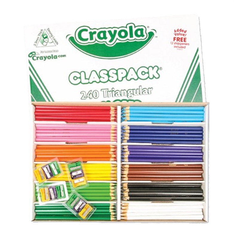240pc Crayola Kids/Childrens Creative Triangular Pencil Classpack 36m+ KG Super Store
