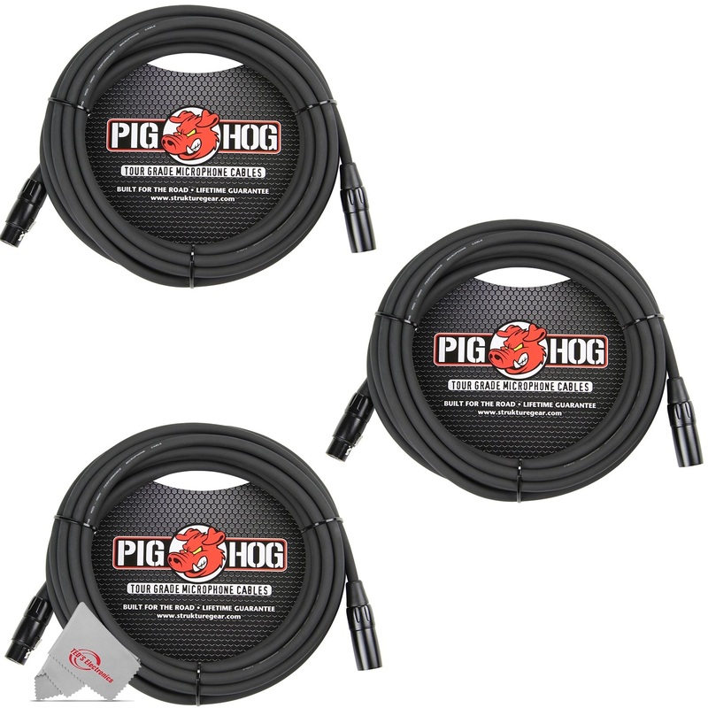 Pig Hog 8mm XLR Microphone Cable Male to Female 20 Ft Fully Balanced Premium Mic Cable  – 3 Units