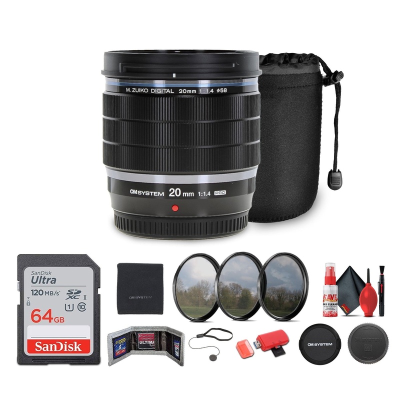 Olympus OM SYSTEM M.Zuiko Digital ED 20mm f/1.4 PRO Lens Bundle