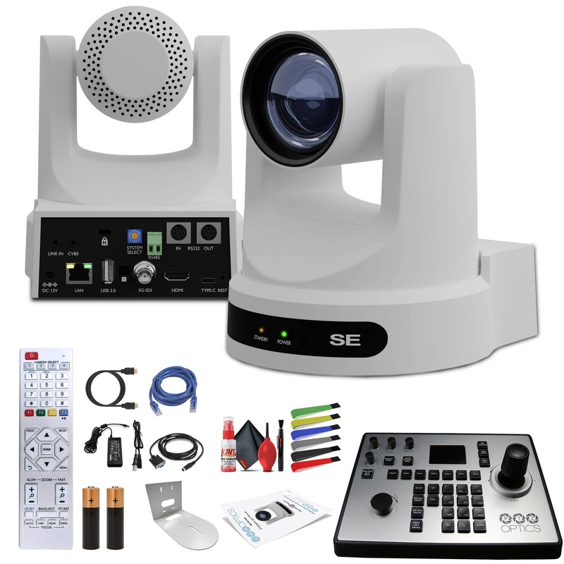 PTZOptics Move SE PTZ Camera with 12x Optical Zoom + PTZOptics PT-JOY-G4 Controller + Wall Mount