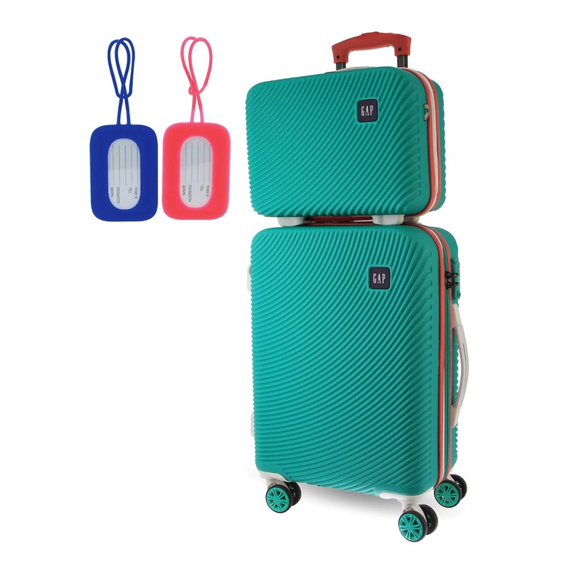 GAP Cabin Hard-Shell Luggage & Mini Beauty Travel Case Set w/ Tag Turquoise Orquestra