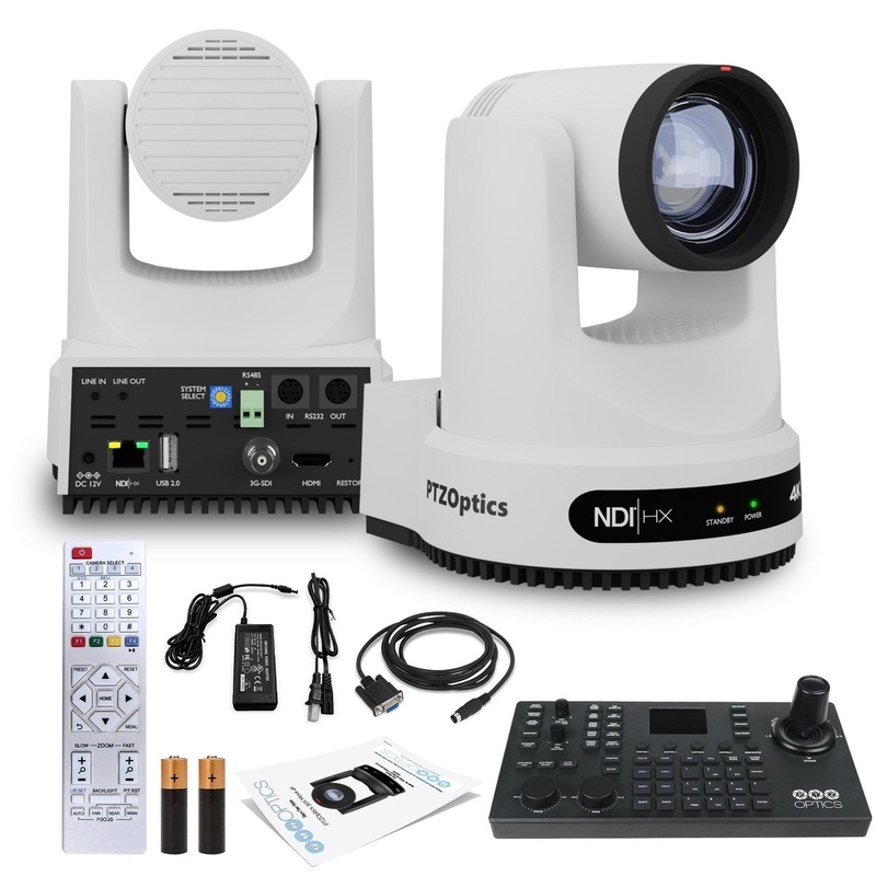 PTZOptics Move 4K PTZ Camera with 12x Zoom (White) (PT12X-4K-WH-G3) + SuperJoy PTZ Controller