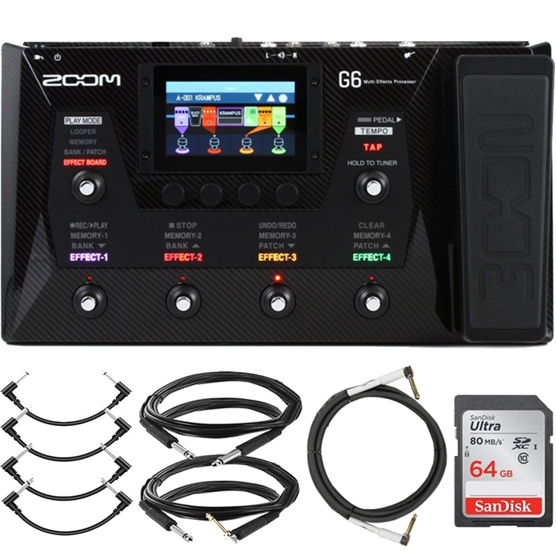 Zoom Multi-Effects Processor Pedal for Guitarists with Pig Hog Instrument Cables