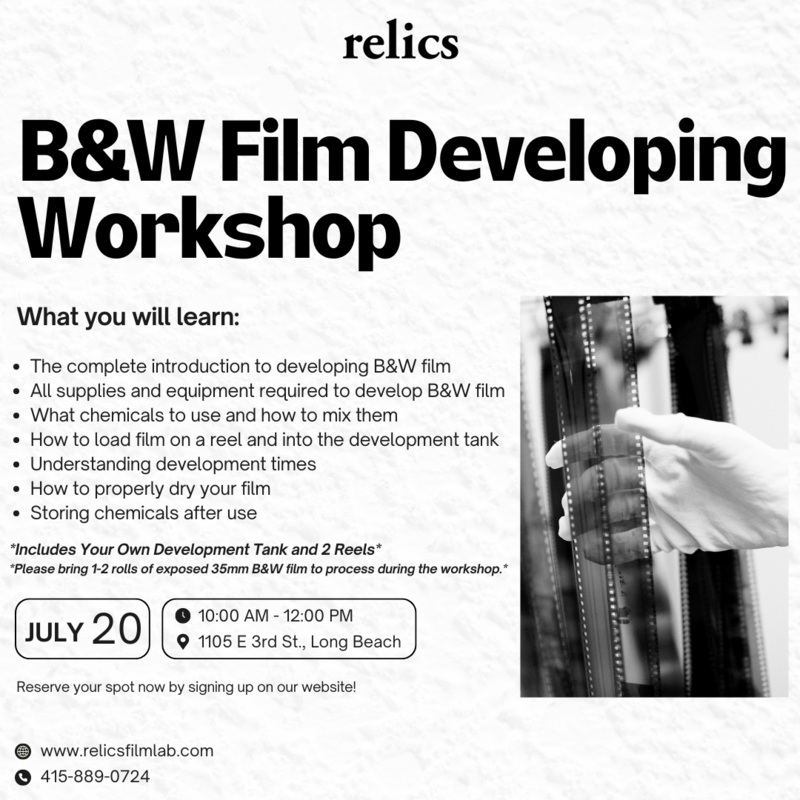Black and White Film Developing Workshop July 20th 2024