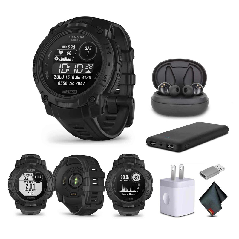 Garmin Instinct 3, 45mm, Solar, Tactical Edition, Air Pro TWS Wireless EarBuds, Bundle