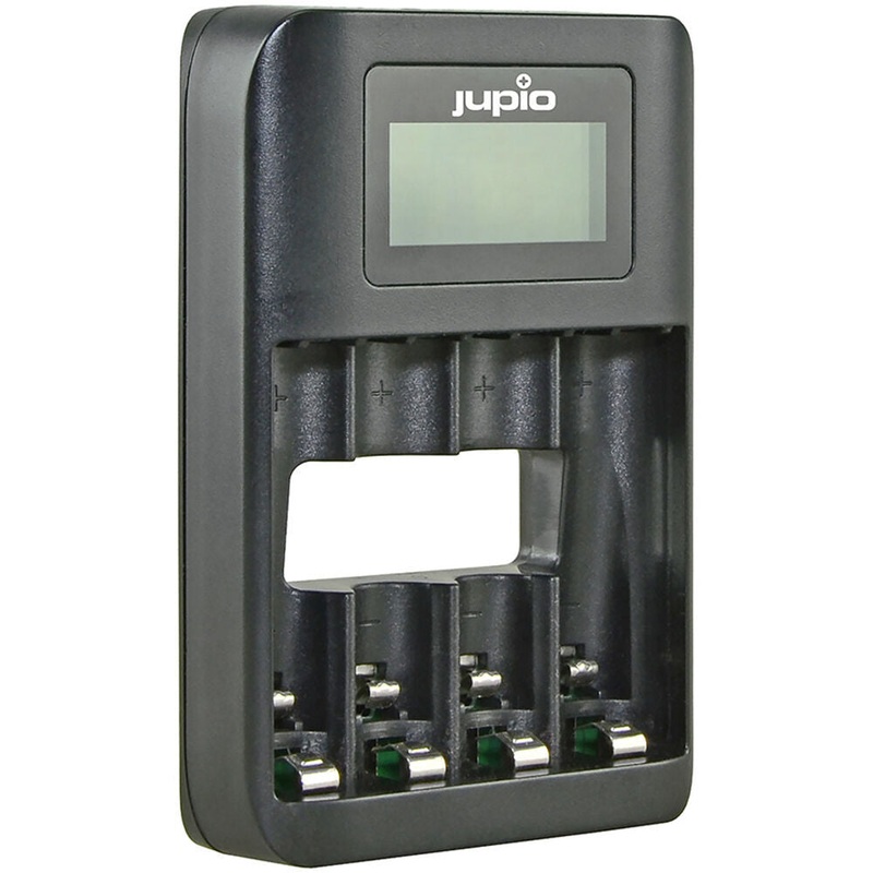 Jupio 4 Slot Rechargeable AA & AAA Batteries with USB Fast Charger & LCD Screen