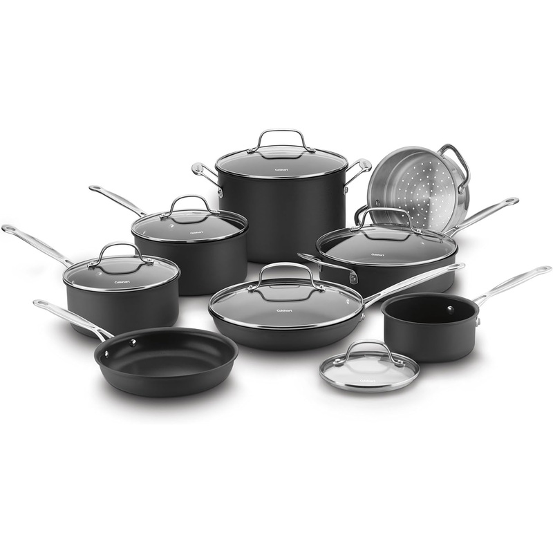 Cuisinart 14 Piece Chef’s Classic Non-Stick Hard Anodized Cookware Set, Gray