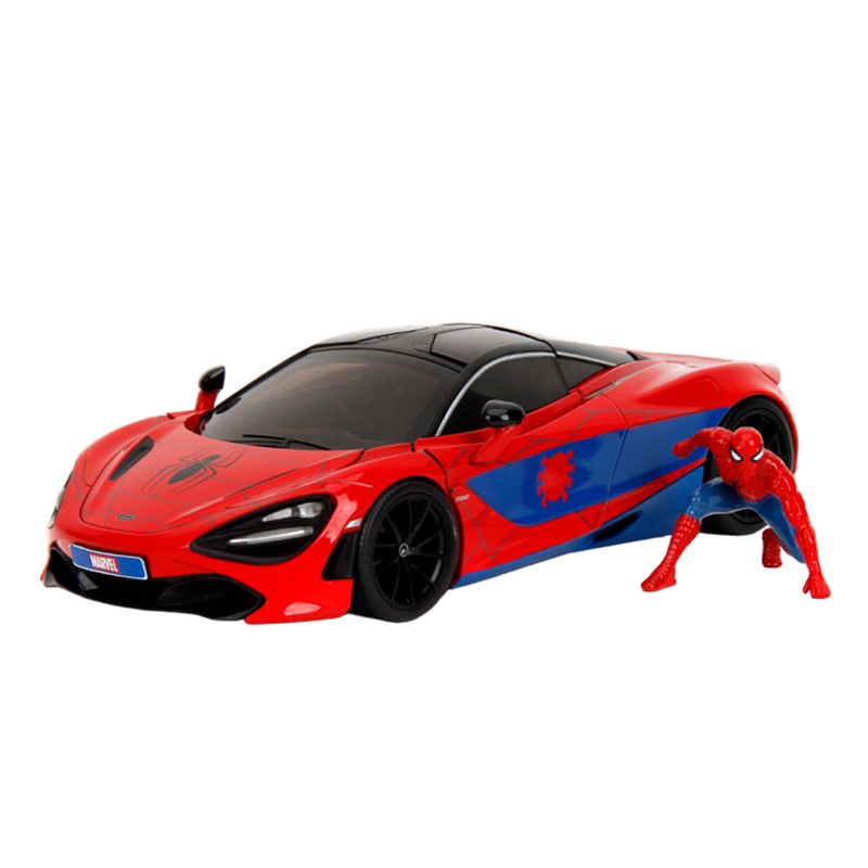 Jada 1:24 Scale Hollywood Rides Spider-Man With McLaren 720S Diecast Vehicle Above Toys