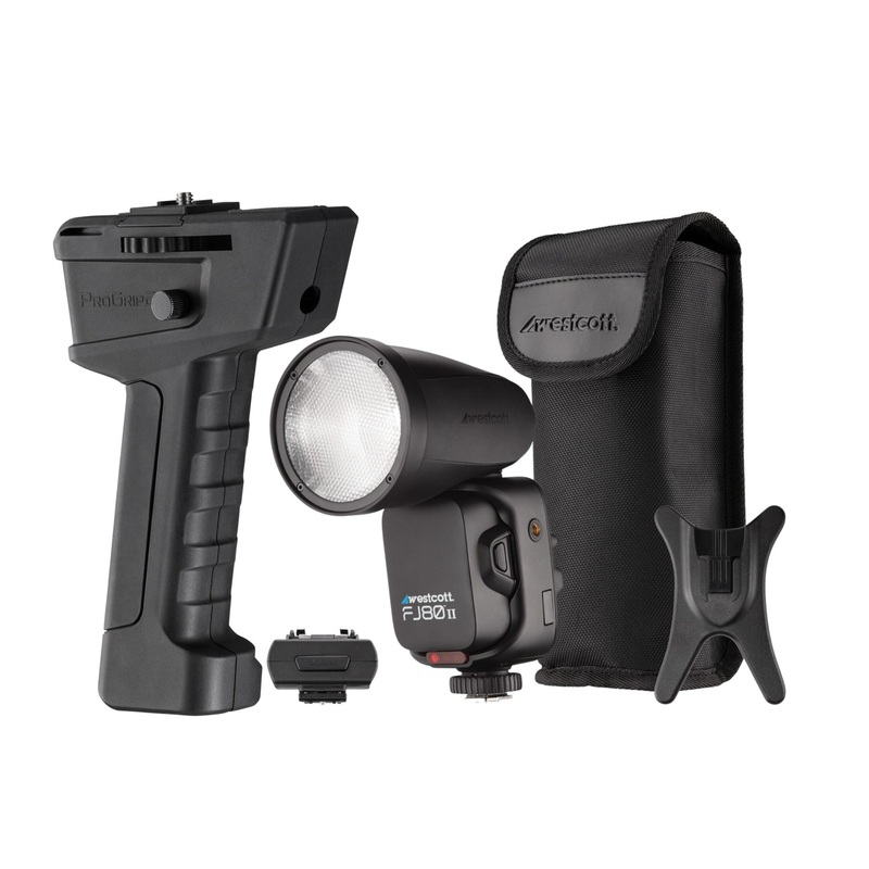 Westcott FJ80 II Universal Touchscreen Speedlight with Adapter for Sony w/ProGrip 2 Handheld Mount