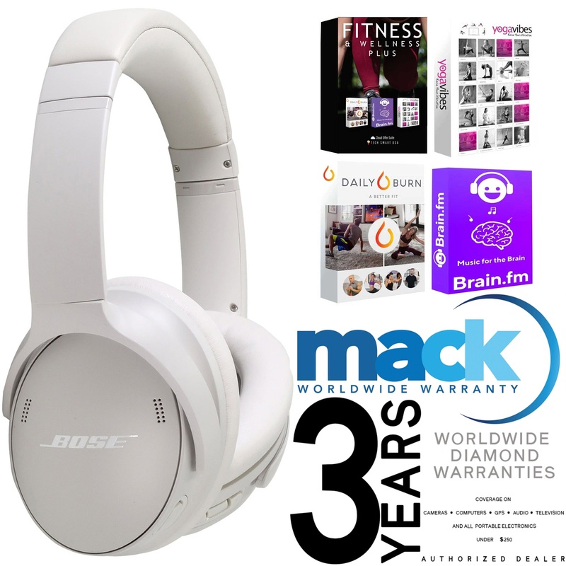 Bose QuietComfort Wireless Over-Ear Active Noise Canceling Headphones (White Smoke) with Fitness Wellness Software and 3yr Worldwide Diamond Waranty