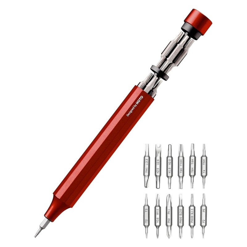 HOTO Manual Precision Screwdriver Pen Pocket Tool (Red) EZPC Technology