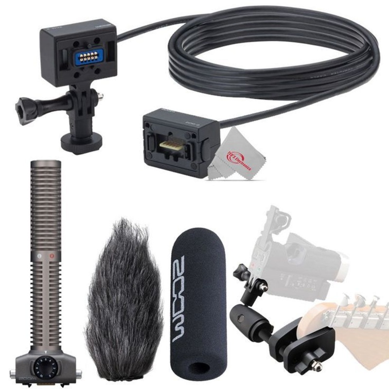 Zoom ECM-6 19.7′ Extension Cable with Action Camera Mount  +  Zoom GHM-1 Guitar Headstock Mount + Zoom SSH-6 Stereo Shotgun Microphone Capsule +  ZOOM WSS-6 Windscreen For SSH6 and SSH-6 Shotgun Mic Capsules