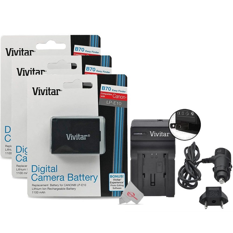 6 Vivitar LP E10 Replacement Batteries and Charger for Canon T7 T6 T5 T100 4000D 3000D 2000D