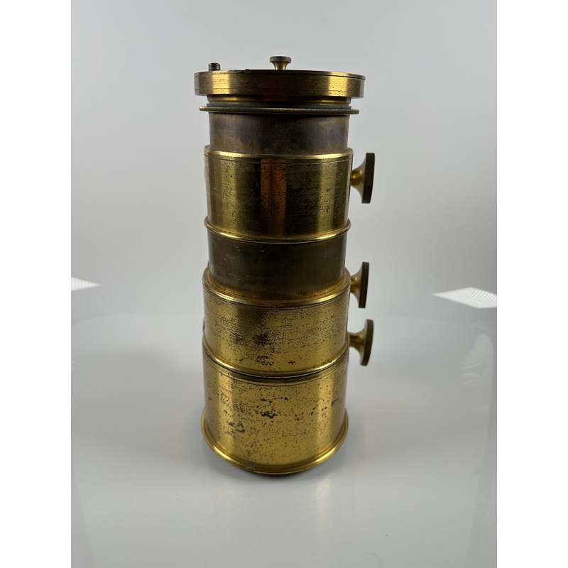 Bi-Unial Triple Rack Telescopic 10 inch brass lens made for laterna magica