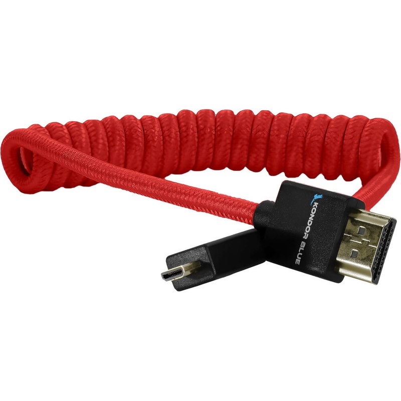Kondor Blue Coiled Micro-HDMI to HDMI (12 to 24″, Cardinal Red)